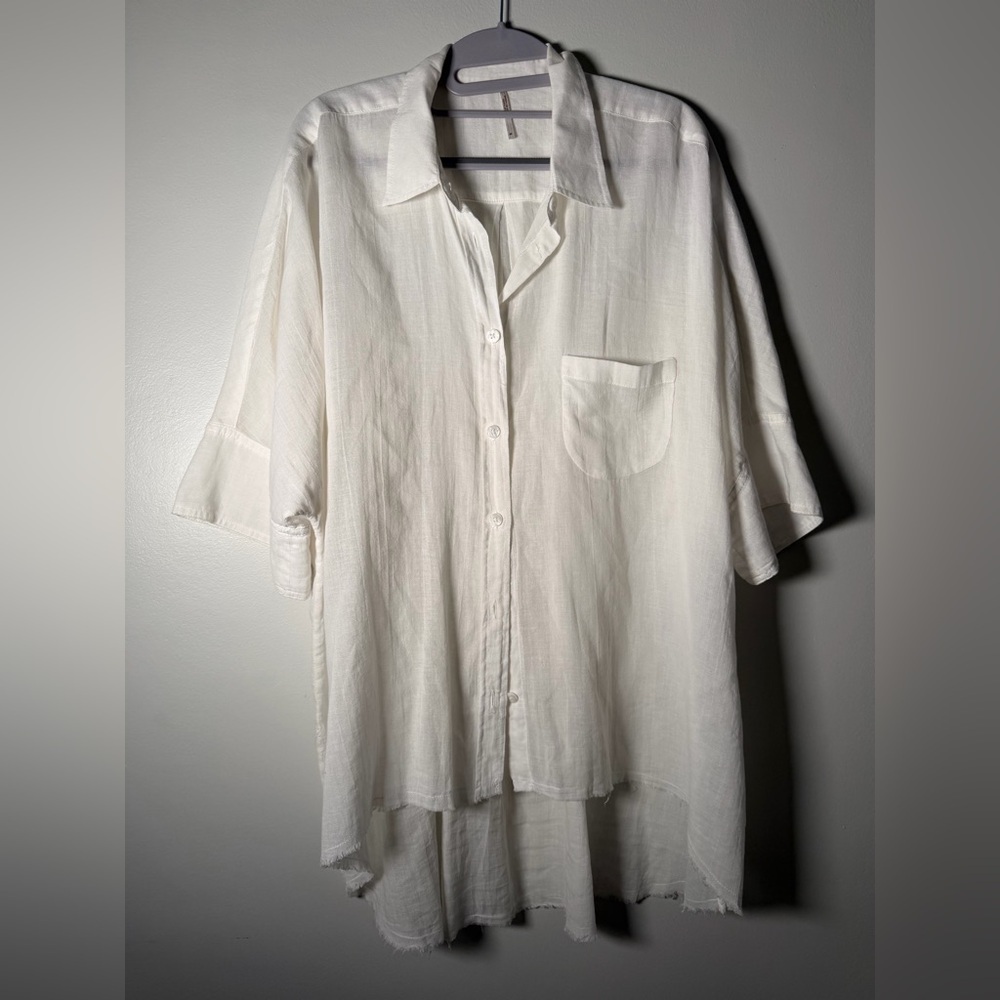 Free People The Best of Me White Gauzy Button-Down Shirt - Picture 6 of 13